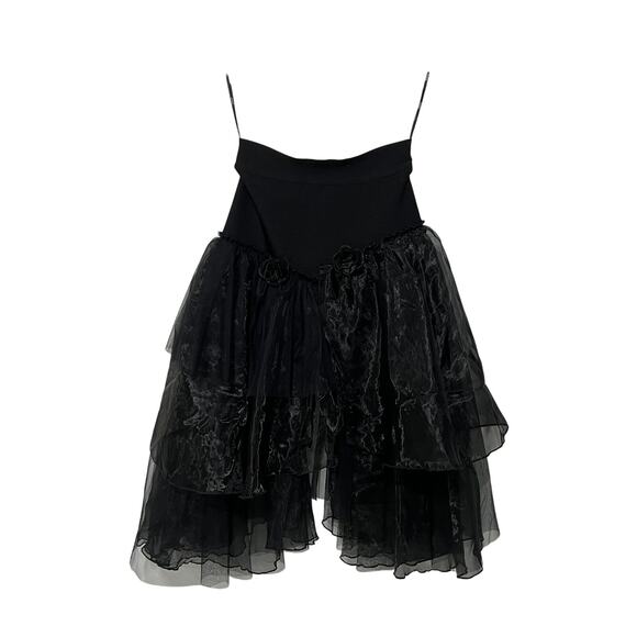 GRACIA WOMENS SIZE MEDIUM TULLE LAYERED BANDAGE SKIRT BLACK WITCHY FAIRY SWIFTIE - Picture 3 of 15